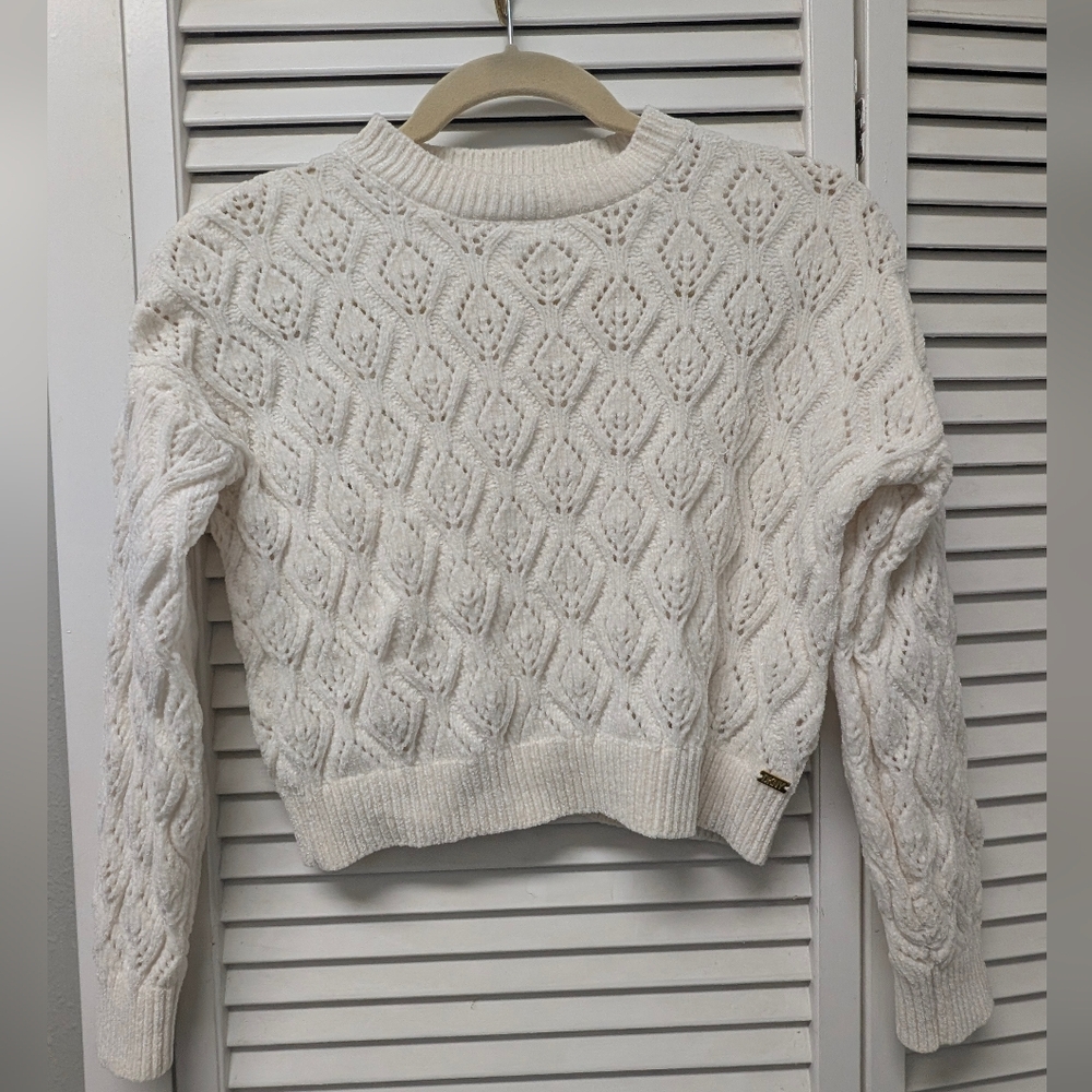 DNKY Girls Elegant White Cable Knit Sweater
